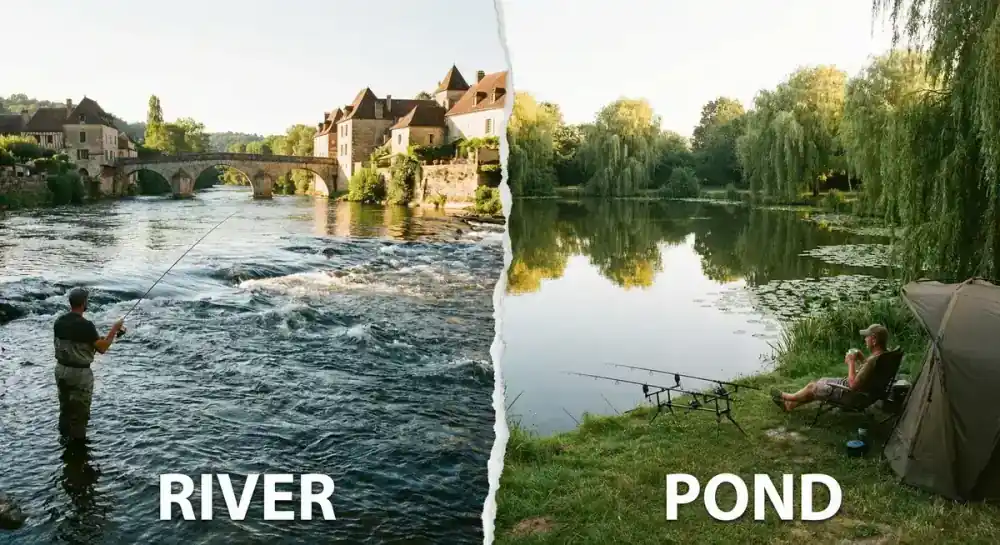 Pêche de la carpe en rivière vs étang